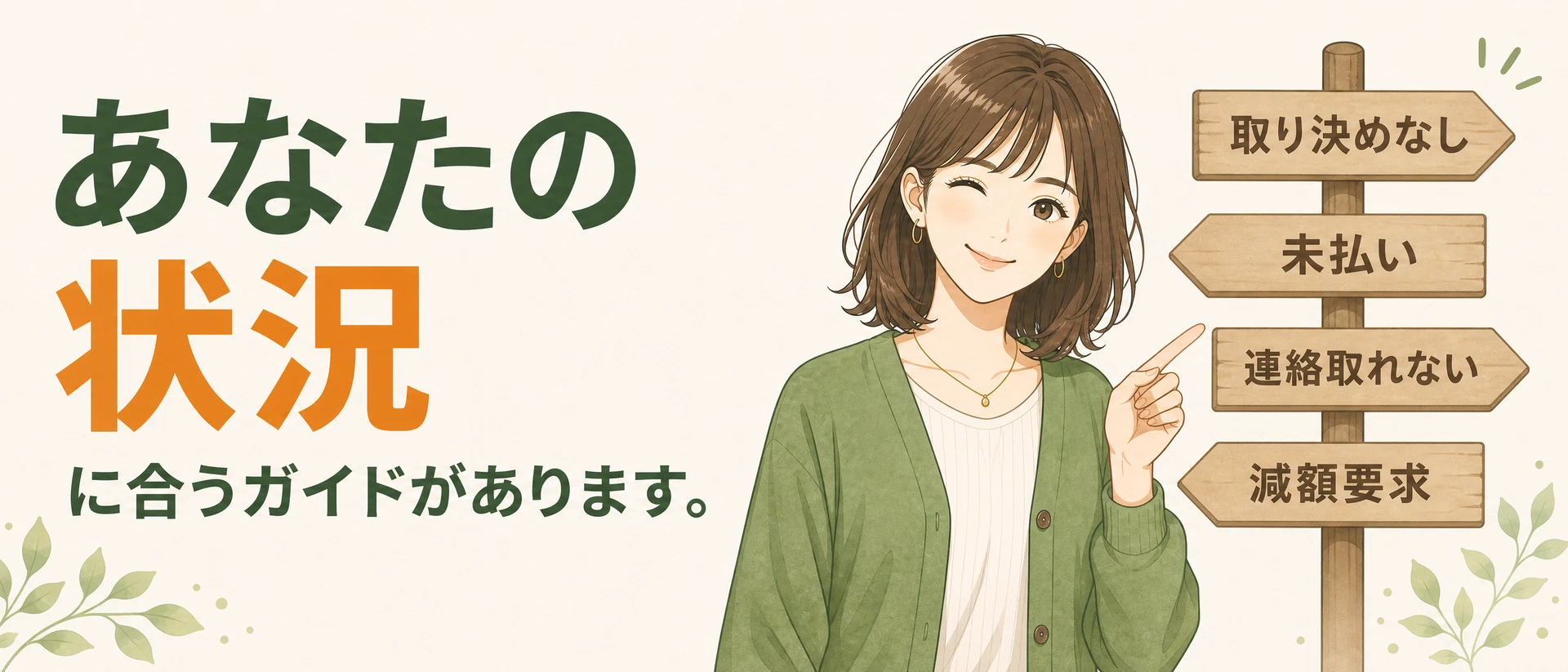こはる: あなたに近い状況を選んでくださいね。手続き・費用・期間・相談先をまとめてあります。
