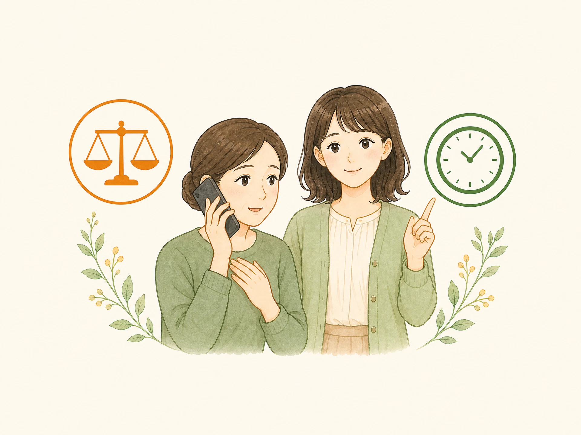 福岡県の無料電話相談へ電話する準備を案内するイラスト