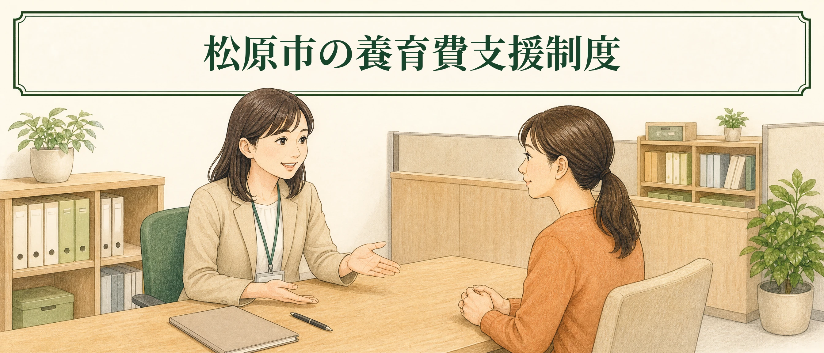 松原市の養育費支援制度について役所・公的窓口で相談する様子