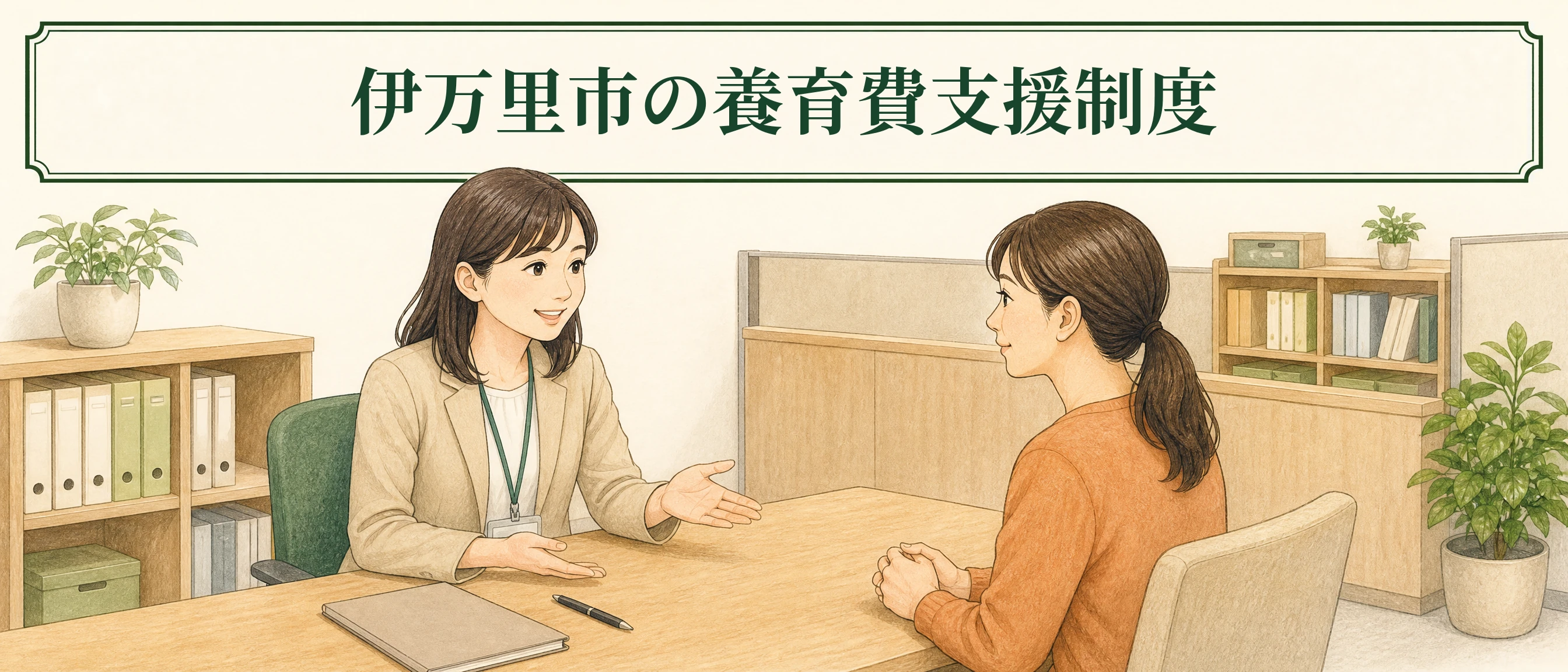 伊万里市の養育費支援制度について役所・公的窓口で相談する様子
