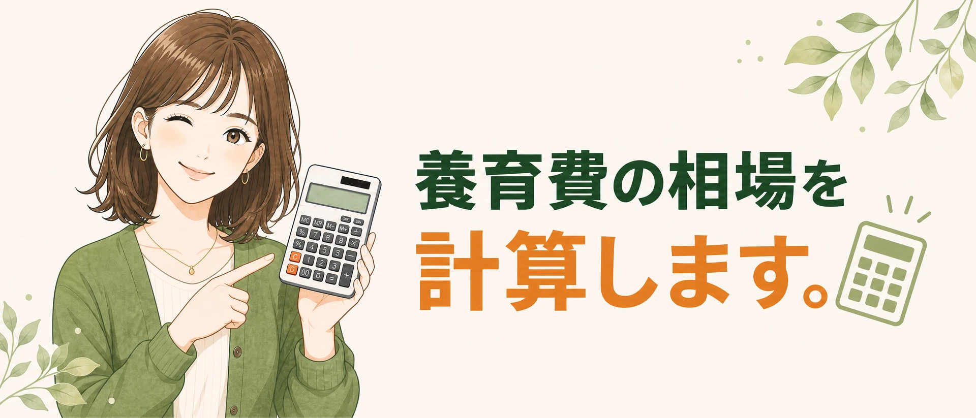養育費の相場計算 - 電卓と算定表のイラスト